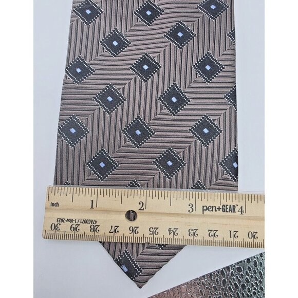 D.C. by Daniel Craig Mens Neck Tie Long 100% Silk Black/Brown Geometric Pattern - Picture 3 of 4